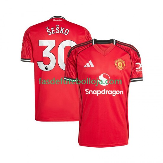 Camisola 1º Equipamento Manchester United Benjamin Sesko 30 2025-2026 Manga Curta ,Homem
