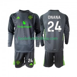 Camisola Guarda-redes 2º Equipamento Manchester United Andre Onana 24 2025-2026 Manga Comprida ,Criança