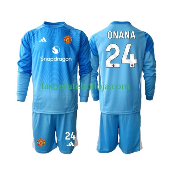 Camisola Guarda-redes 1º Equipamento Manchester United Andre Onana 24 2025-2026 Manga Comprida ,Criança