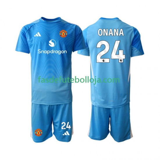 Camisola Guarda-redes 1º Equipamento Manchester United Andre Onana 24 2025-2026 Manga Curta ,Criança