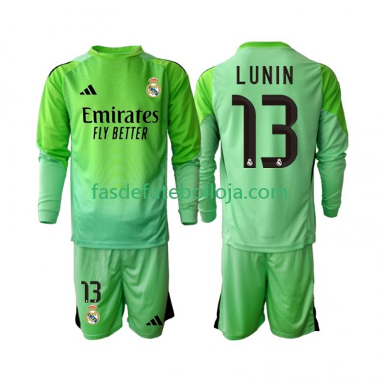 Camisola Guarda-redes 2º Equipamento Real Madrid Andriy Lunin 13 2025-2026 Manga Comprida ,Criança