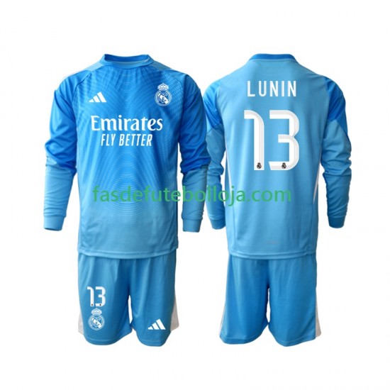 Camisola Guarda-redes 1º Equipamento Real Madrid Andriy Lunin 13 2025-2026 Manga Comprida ,Criança