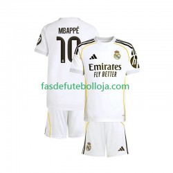 Camisola 1º Equipamento Real Madrid Mbappé Kylian 10 2025-2026 Manga Curta ,Criança