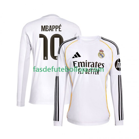 Camisola 1º Equipamento Real Madrid Mbappé Kylian 10 2025-2026 Manga Comprida ,Homem
