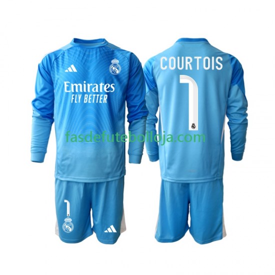 Camisola 1º Equipamento Real Madrid Thibaut Courtois 1 2025-2026 Manga Comprida ,Criança
