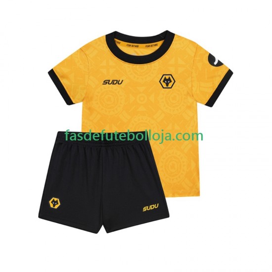 Camisola 1º Equipamento Wolverhampton Wanderers 2025-2026 Manga Curta ,Criança