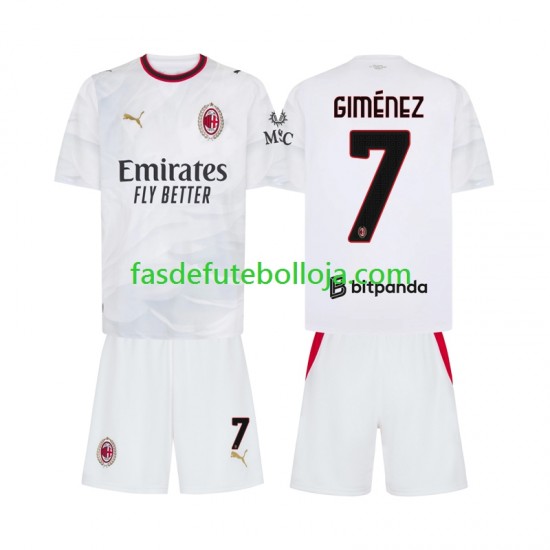 Camisola 2º Equipamento AC Milan Gimenez 7 2026-2027 Manga Curta ,Criança