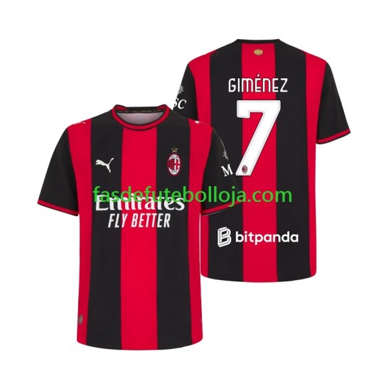 Camisola 1º Equipamento AC Milan Gimenez 7 2026-2027 Manga Curta ,Homem Camisola 1º Equipamento AC Milan Gimenez 7 2026-2027 Manga Curta ,Homem