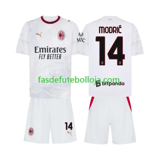 Camisola 2º Equipamento AC Milan Modrić Luka 14 2026-2027 Manga Curta ,Criança
