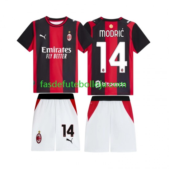 Camisola 1º Equipamento AC Milan Modrić Luka 14 2026-2027 Manga Curta ,Criança