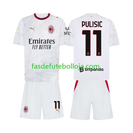 Camisola 2º Equipamento AC Milan Pulisic 11 2026-2027 Manga Curta ,Criança