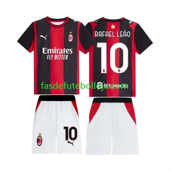 Camisola 1º Equipamento AC Milan Rafael Leao 10 2026-2027 Manga Curta ,Criança