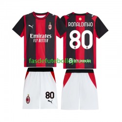 Camisola 1º Equipamento AC Milan Ronaldinho 80 2026-2027 Manga Curta ,Criança Camisola 1º Equipamento AC Milan Ronaldinho 80 2026-2027 Manga Curta ,Criança