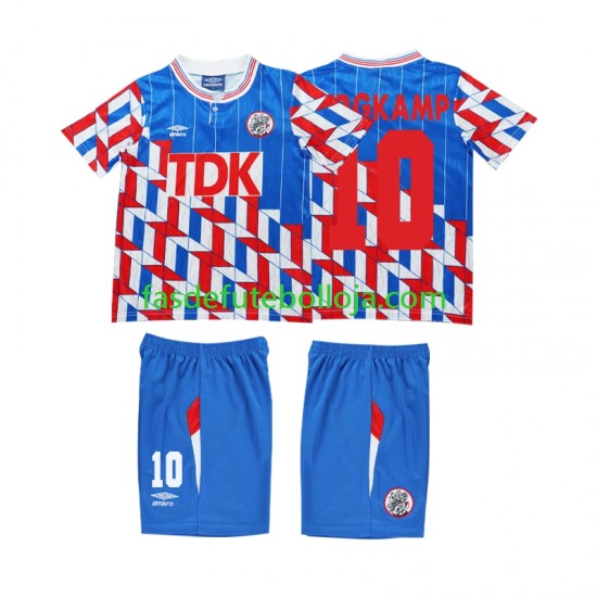 Camisola 2º Equipamento AFC Ajax BERGKAMP 10 1989 1990 Manga Comprida Retro ,Criança