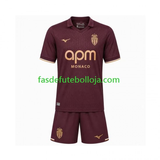 Camisola 2º Equipamento AS Monaco 2026-2027 Manga Curta ,Criança