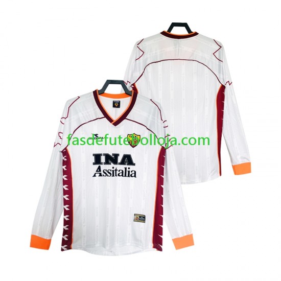 Camisola 2º Equipamento AS Roma 2000 1999 Manga Comprida Retro ,Homem