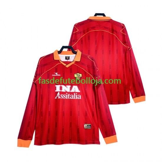 Camisola 1º Equipamento AS Roma 2000 1999 Manga Comprida Retro ,Homem
