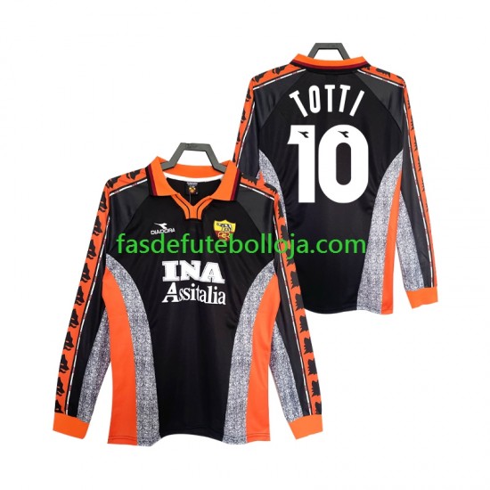 Camisola 3º Equipamento AS Roma Totti 10 1998 1999 Manga Comprida Retro ,Homem