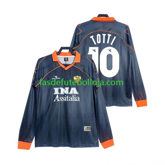 Camisola 3º Equipamento AS Roma Totti 10 2000 1999 Manga Comprida Retro ,Homem