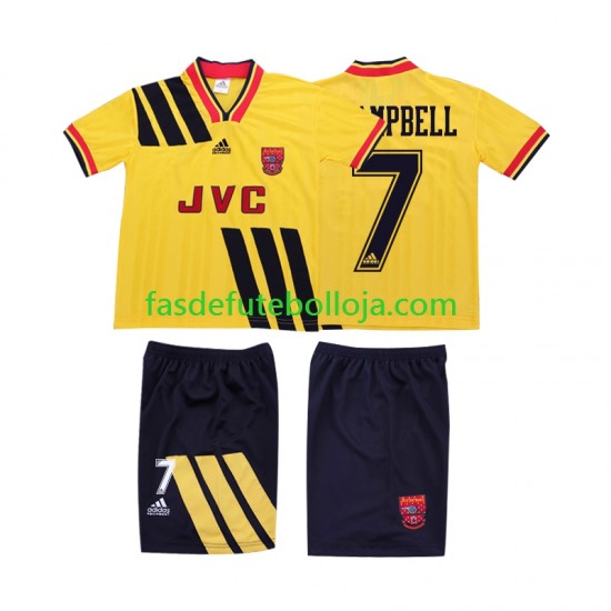 Camisola 2º Equipamento Arsenal CAMPBELL 7 1993 1994 Manga Curta Retro ,Criança