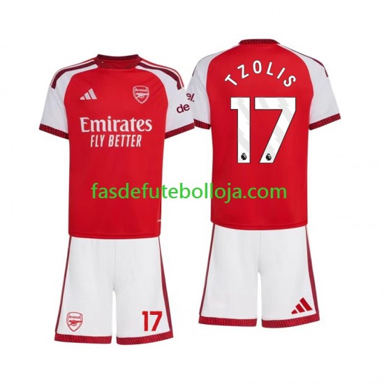 Camisola 1º Equipamento Arsenal Christos Tzolis 17 2026-2027 Manga Curta ,Criança