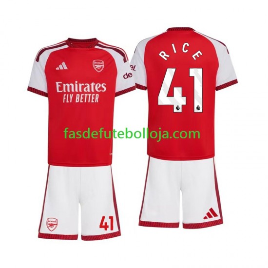 Camisola 1º Equipamento Arsenal Declan Rice 41 2026-2027 Manga Curta ,Criança