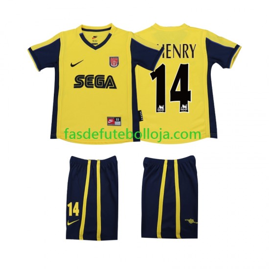 Camisola 2º Equipamento Arsenal Thierry Henry 14 2000 2001 Manga Curta Retro ,Criança