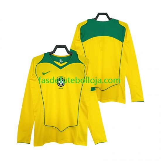 Camisola 1º Equipamento Seleção Brasileira 2004 Manga Comprida Retro ,Homem