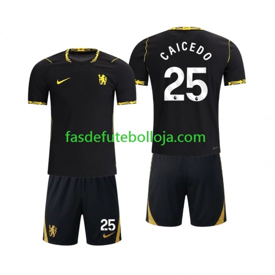 Camisola 2º Equipamento Chelsea Moises Caicedo 25 2026-2027 Manga Curta ,Criança