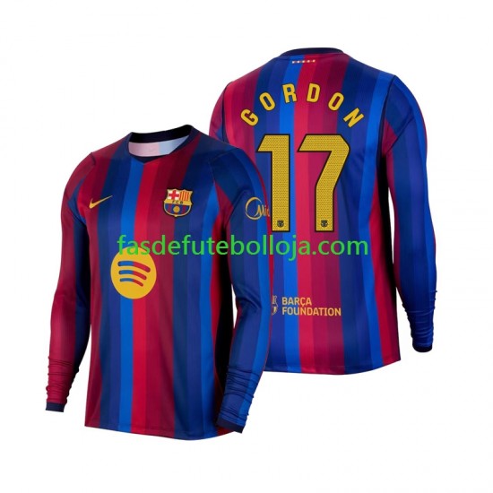 Camisola 1º Equipamento FC Barcelona Anthony Gordon 17 2026-2027 Manga Comprida ,Homem Camisola 1º Equipamento FC Barcelona Anthony Gordon 17 2026-2027 Manga Comprida ,Homem