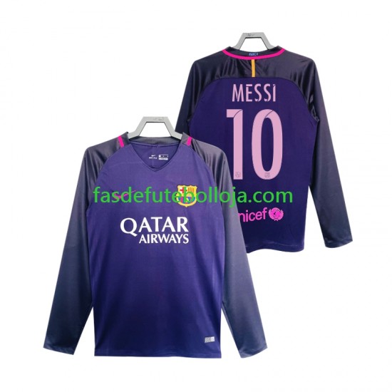 Camisola 2º Equipamento FC Barcelona Lionel Messi 10 2016 2017 Manga Comprida Retro ,Homem