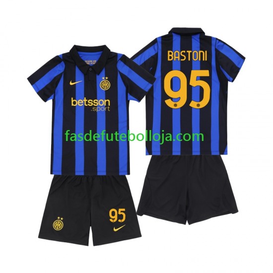 Camisola 1º Equipamento Inter de Milão Alessandro Bastoni 95 2026-2027 Manga Curta ,Criança