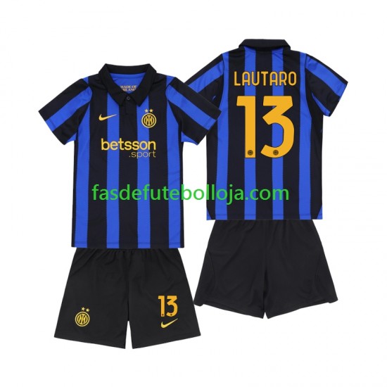 Camisola 1º Equipamento Inter de Milão Lautaro Martinez 13 2026-2027 Manga Curta ,Criança