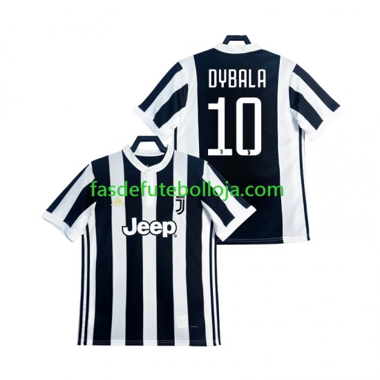 Camisola 1º Equipamento Juventus DYBALA 21 2017 2018 Manga Curta Retro ,Homem