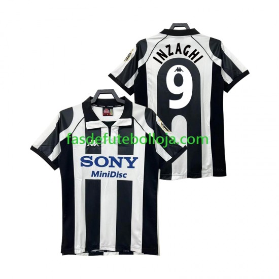 Camisola 1º Equipamento Juventus INZAGHI 9 1997 1998 Manga Curta Retro ,Homem