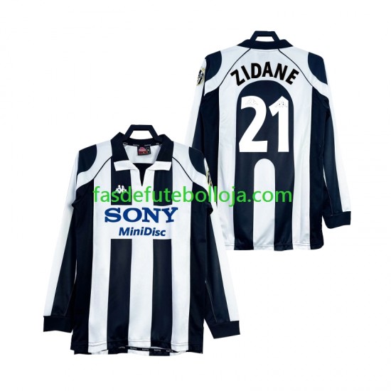 Camisola 1º Equipamento Juventus ZIDANE 21 1997 1998 Manga Comprida Retro ,Homem