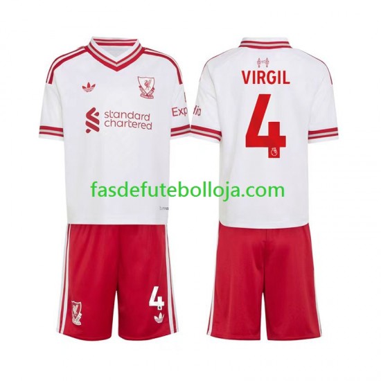Camisola 2º Equipamento Liverpool Virgil van Dijk 4 2026-2027 Manga Curta ,Criança