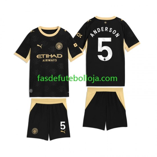 Camisola 2º Equipamento Manchester City Elliot Anderson 5 2026-2027 Manga Curta ,Criança