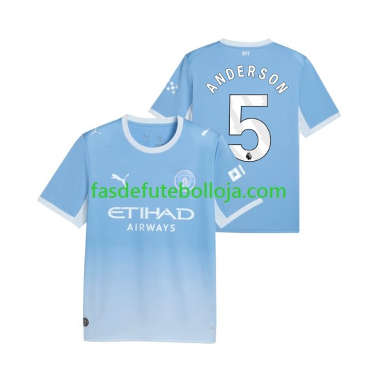 Camisola 1º Equipamento Manchester City Elliot Anderson 5 2026-2027 Manga Curta ,Homem