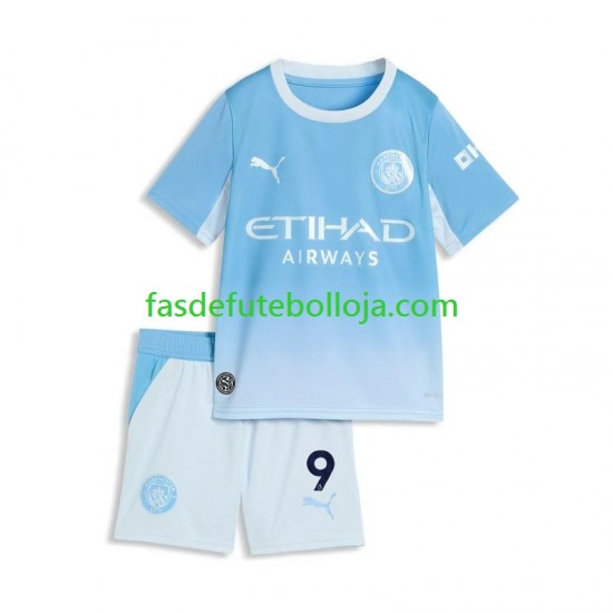 Camisola 1º Equipamento Manchester City Erling Haaland 9 2026-2027 Manga Curta ,Criança