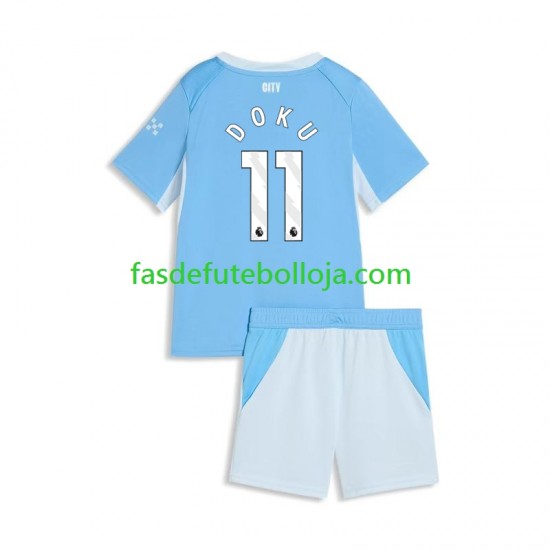 Camisola 1º Equipamento Manchester City Jeremy Doku 11 2026-2027 Manga Curta ,Criança