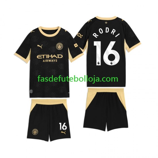 Camisola 2º Equipamento Manchester City Rodri 16 2026-2027 Manga Curta ,Criança
