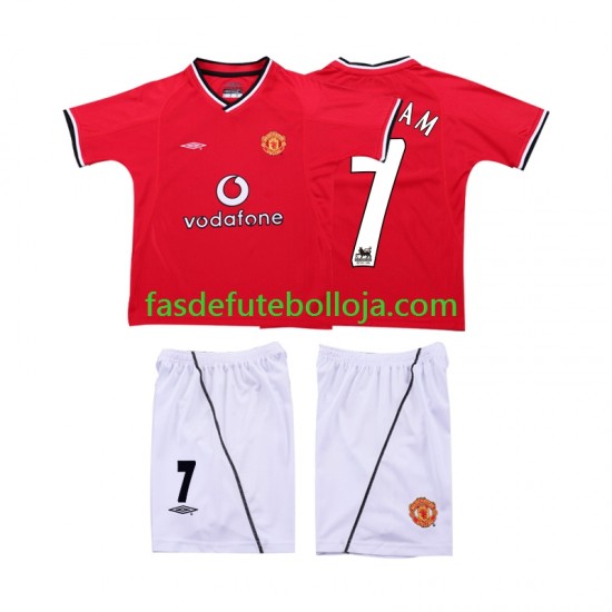 Camisola 1º Equipamento Manchester United BECKHAM 7 2000 2002 Manga Curta Retro ,Criança