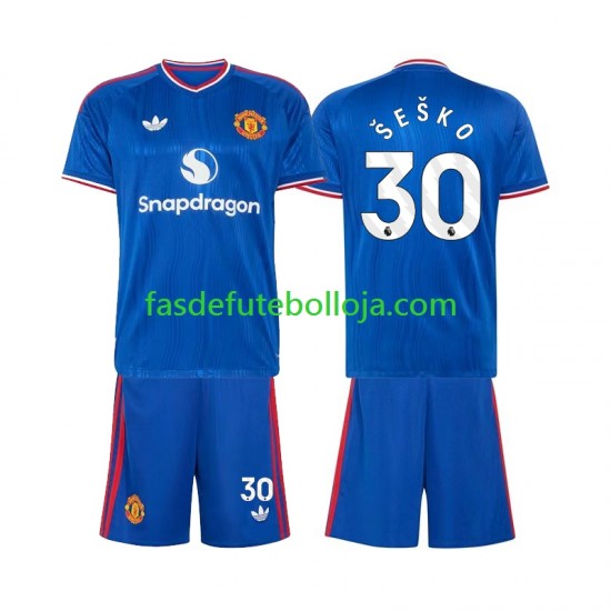 Camisola 2º Equipamento Manchester United Benjamin Sesko 30 2026-2027 Manga Curta ,Criança