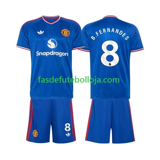 Camisola 2º Equipamento Manchester United Bruno Fernandes 8 2026-2027 Manga Curta ,Criança