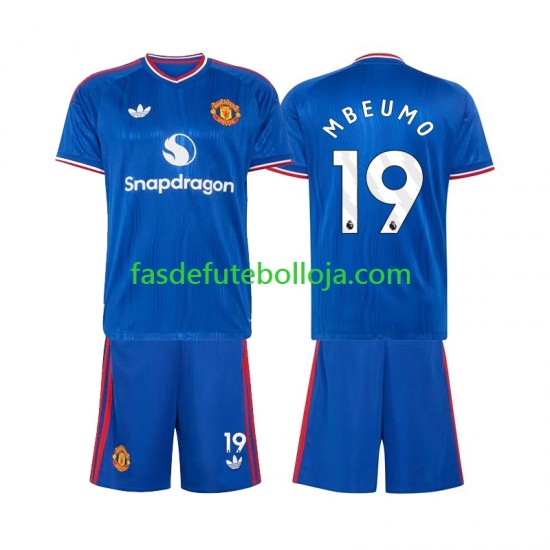 Camisola 2º Equipamento Manchester United Bryan Mbeumo 19 2026-2027 Manga Curta ,Criança