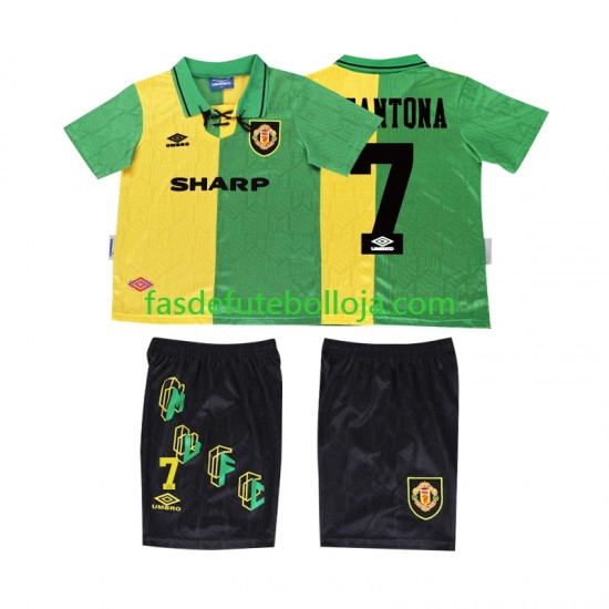 Camisola 3º Equipamento Manchester United CANTONA 7 1992 1994 Manga Curta Retro ,Criança