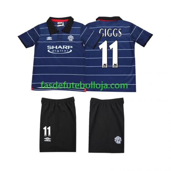 Camisola 2º Equipamento Manchester United GIGGS 11 2000 1999 Manga Curta Retro ,Criança