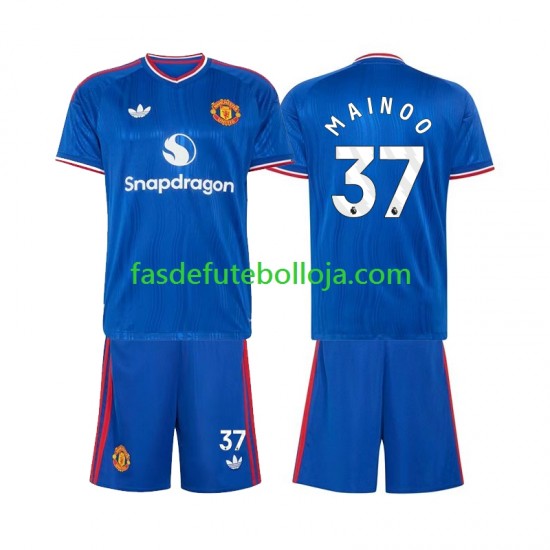 Camisola 2º Equipamento Manchester United Kobbie Mainoo 37 2026-2027 Manga Curta ,Criança