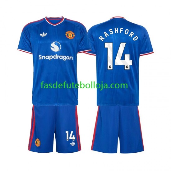 Camisola 2º Equipamento Manchester United Marcus Rashford 14 2026-2027 Manga Curta ,Criança